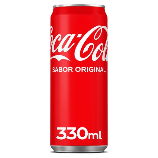 Lata vermelha de Coca-Cola sabor original 330ml, fornecedor de refrigerantes Portugal, distribuidor refrigerantes horeca.