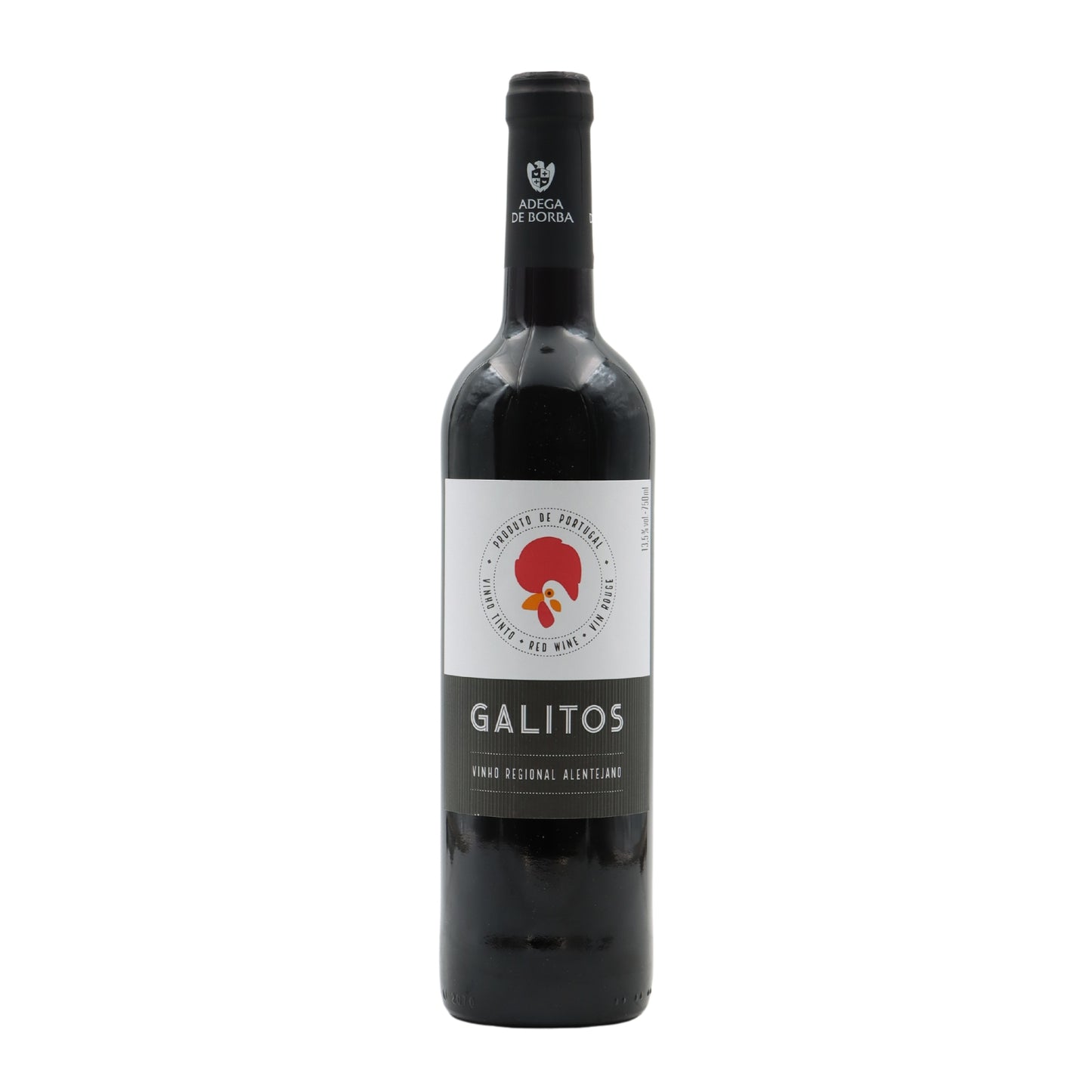 Garrafa de vinho tinto Galitos 75cl com rótulo branco e vermelho fornecedor de vinhos Lisboa Portugal distribuidor horeca.